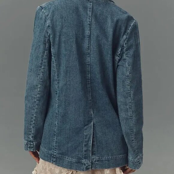 LIKE NEW! Anthropologie Maeve Oversized Denim Blazer Size Small - Picture 4 of 11